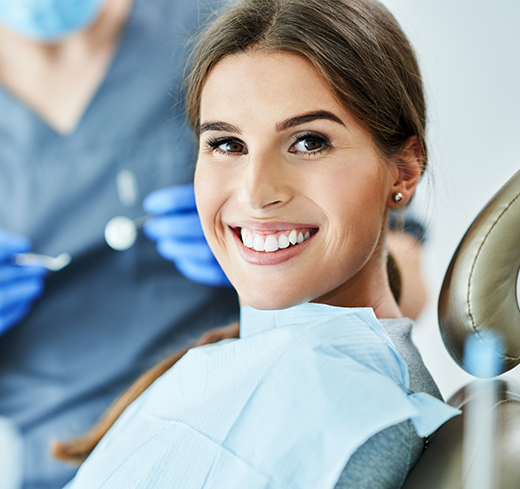 Close up of female dental patient smiling