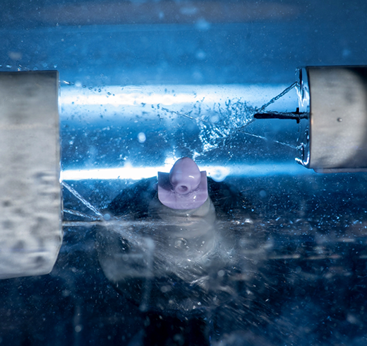 Dental crown being made in CEREC machine