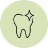Icon of tooth with sparkle
