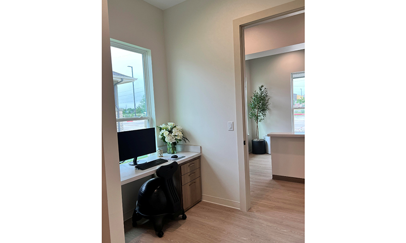 Desk facing out a window