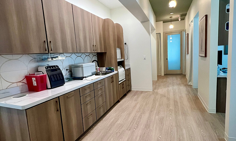 Cabinets in hallway of dental office