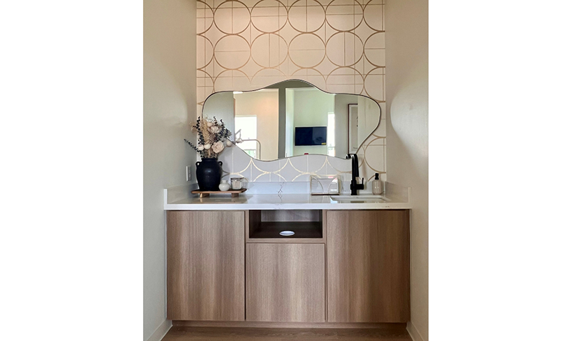 Mirror and sink in bathroom