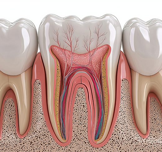Illustration showing inside of tooth