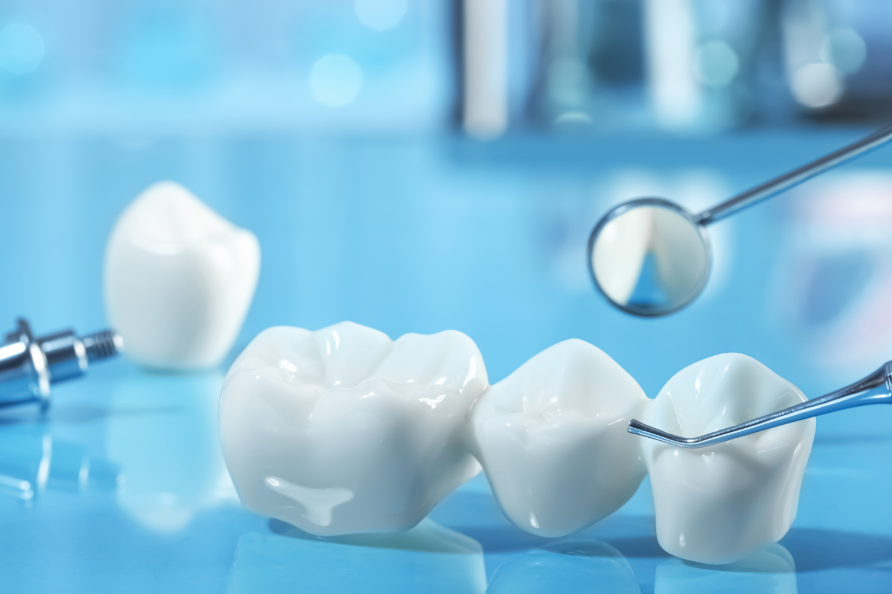 Close up of dental crowns